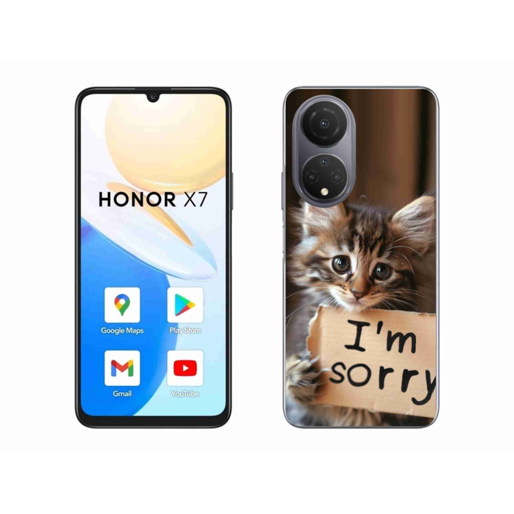 Gelový kryt mmCase na Honor X7 - kočíčí omluva