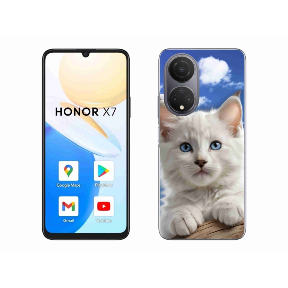 Gelový kryt mmCase na Honor X7 - kotě a oblaka