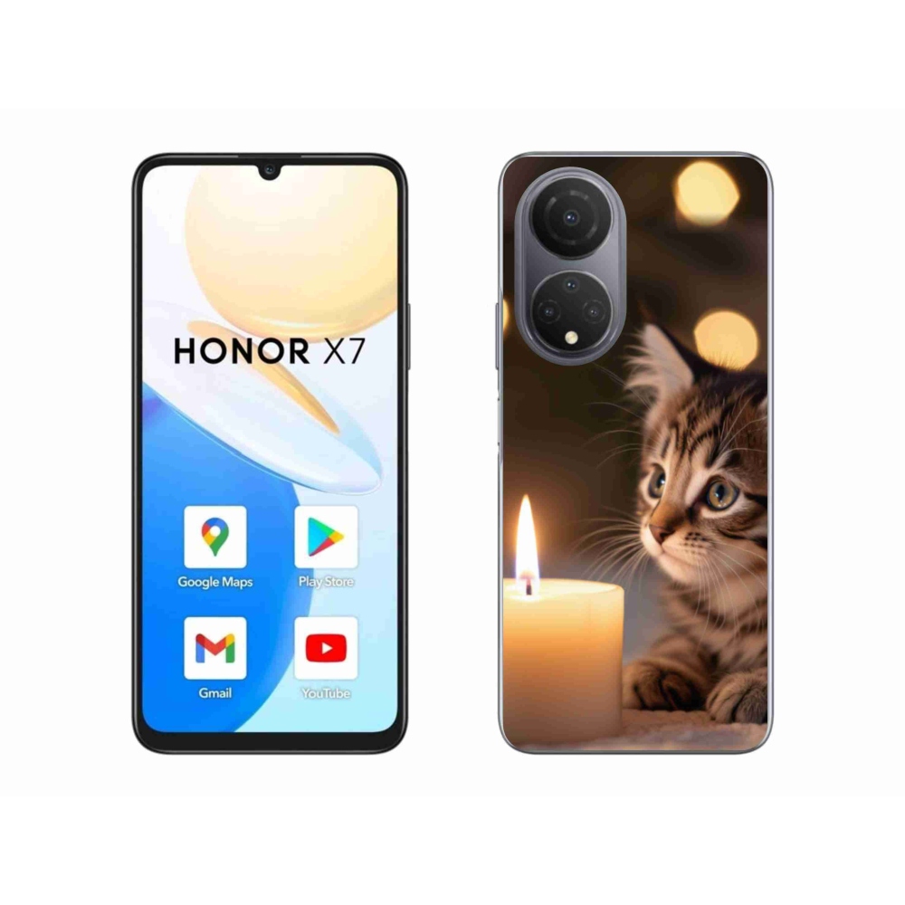 Gelový kryt mmCase na Honor X7 - kotě a svíčka