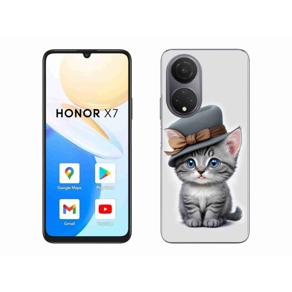 Gelový kryt mmCase na Honor X7 - kotě s kloboukem