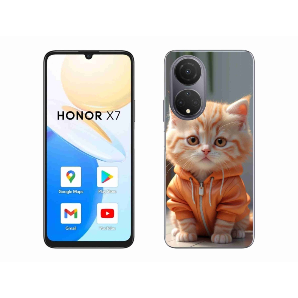 Gelový kryt mmCase na Honor X7 - kotě v mikině