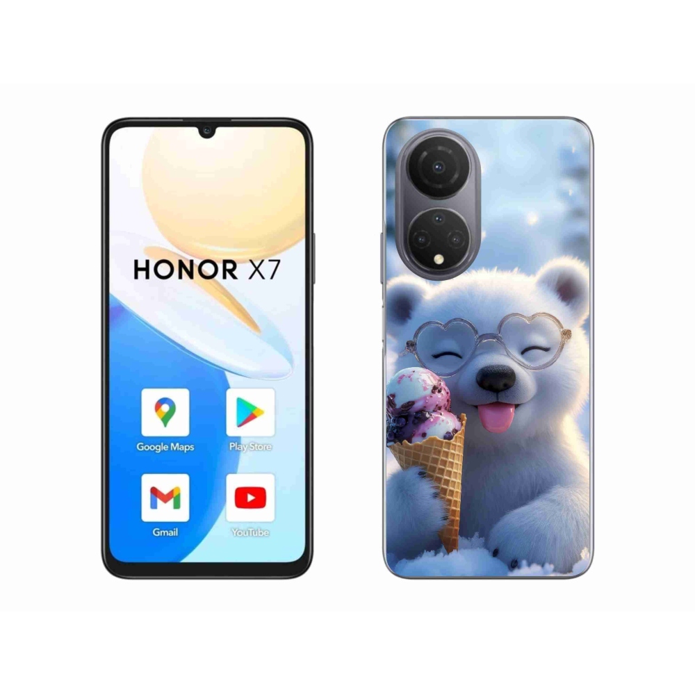 Gelový kryt mmCase na Honor X7 - medvídek se zmrzlinou