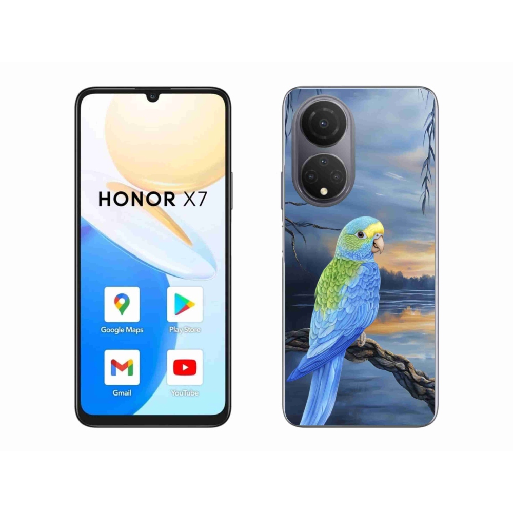 Gelový kryt mmCase na Honor X7 - modrý papoušek