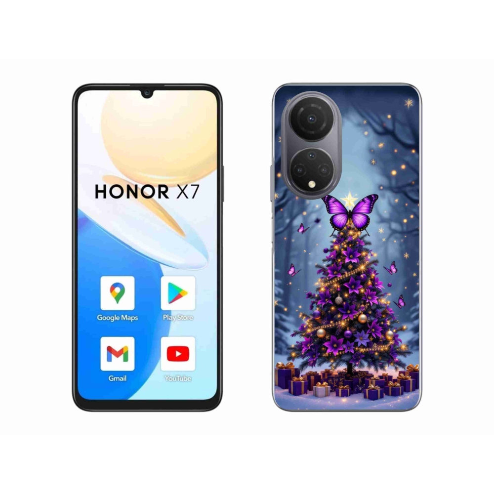 Gelový kryt mmCase na Honor X7 - motýlí vánoční stromek