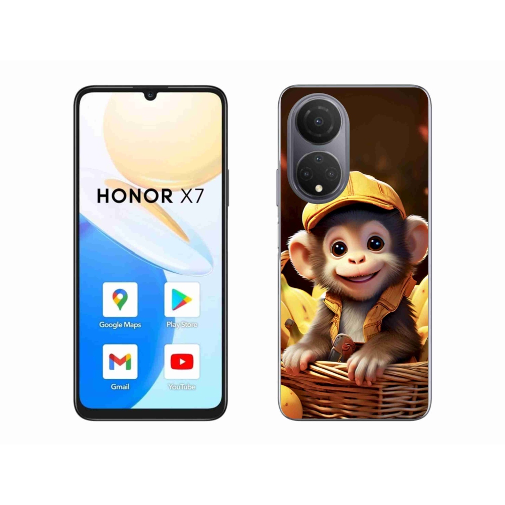 Gelový kryt mmCase na Honor X7 - opice v košíku