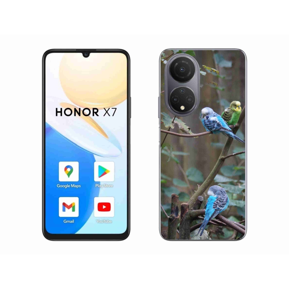 Gelový kryt mmCase na Honor X7 - papoušci na větvi