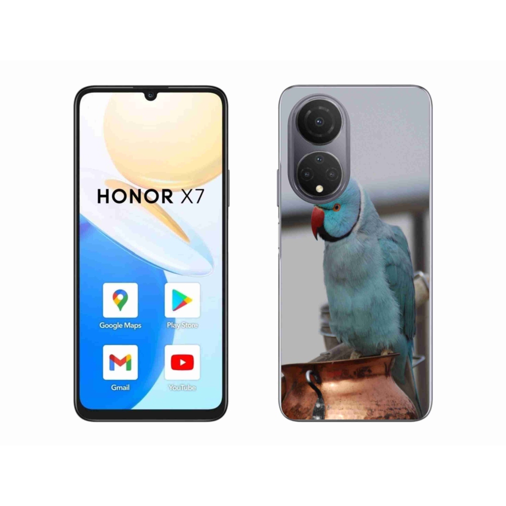 Gelový kryt mmCase na Honor X7 - papoušek alexandr modrý