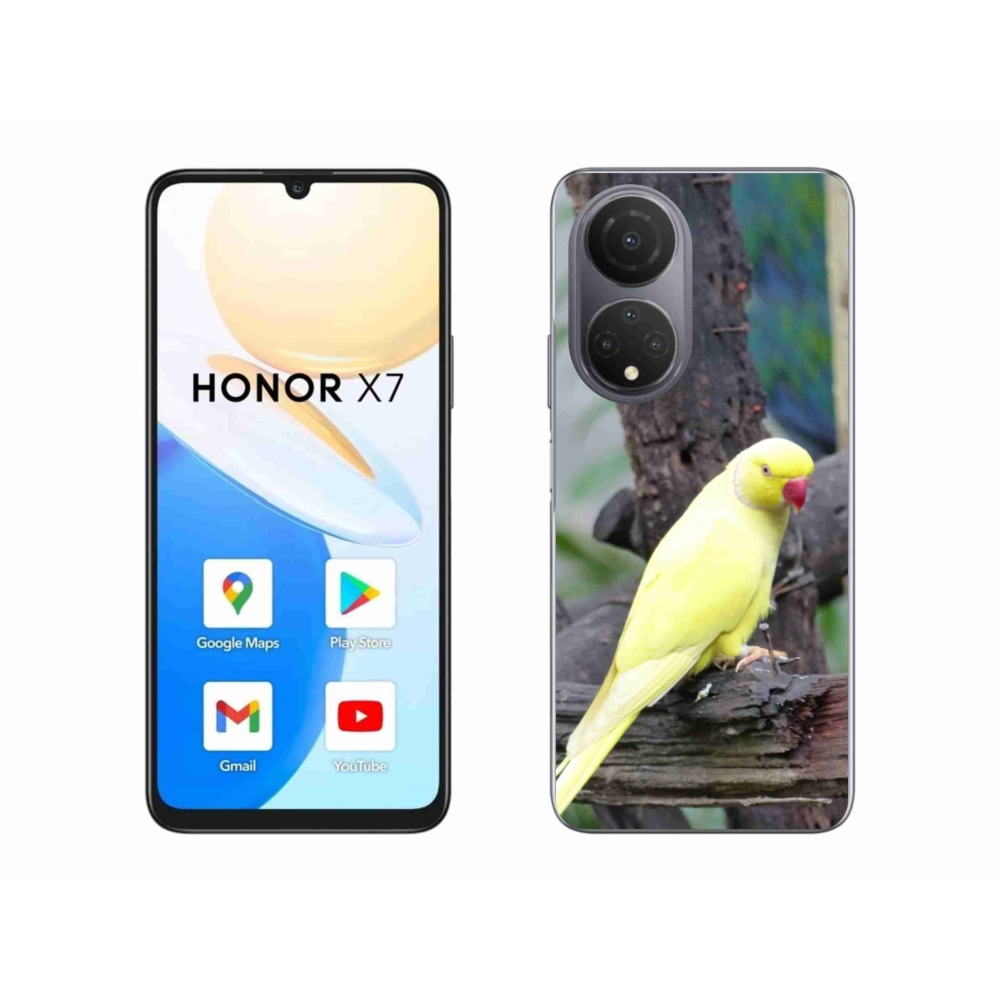 Gelový kryt mmCase na Honor X7 - papoušek alexandr žlutý