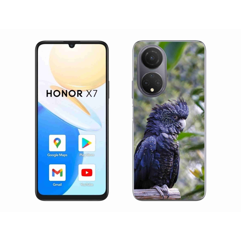 Gelový kryt mmCase na Honor X7 - papoušek kakadu černý