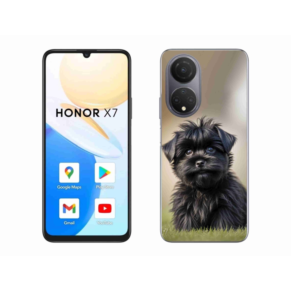 Gelový kryt mmCase na Honor X7 - roztomilý černý pejsek
