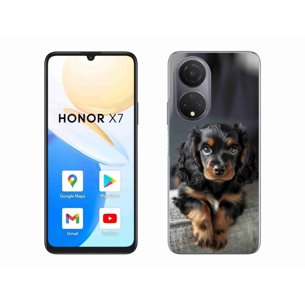 Gelový kryt mmCase na Honor X7 - roztomilý dlouhosrstý jezevčík