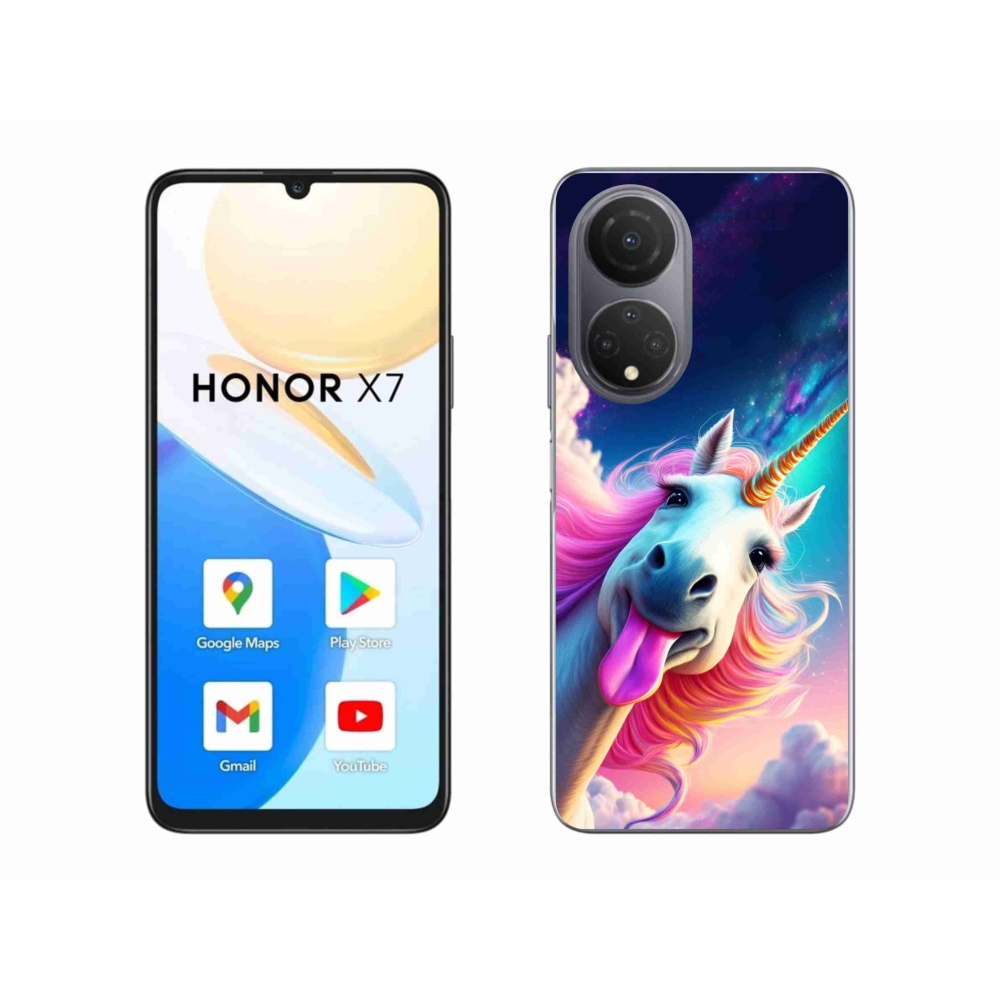 Gelový kryt mmCase na Honor X7 - šílený jednorožec