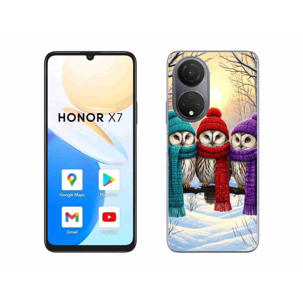 Gelový kryt mmCase na Honor X7 - soví přátelé