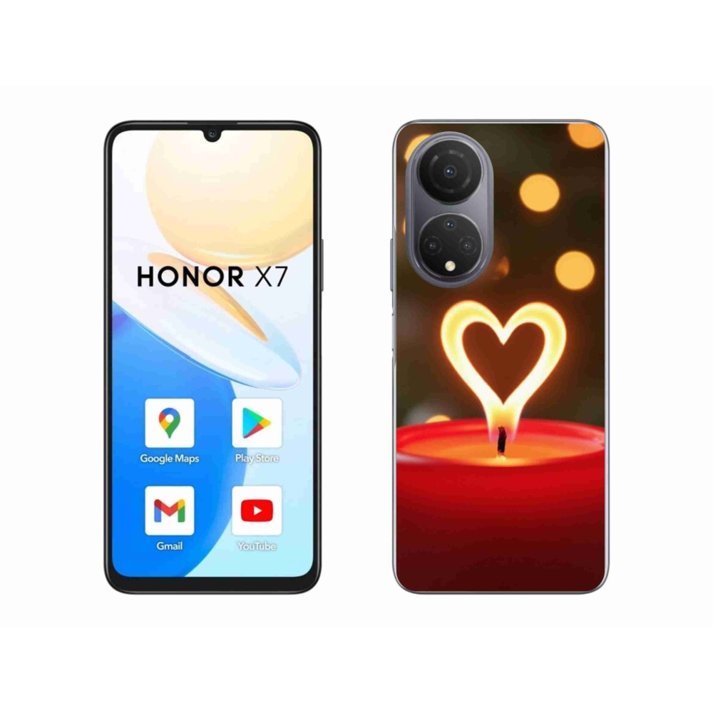 Gelový kryt mmCase na Honor X7 - srdce z plamene
