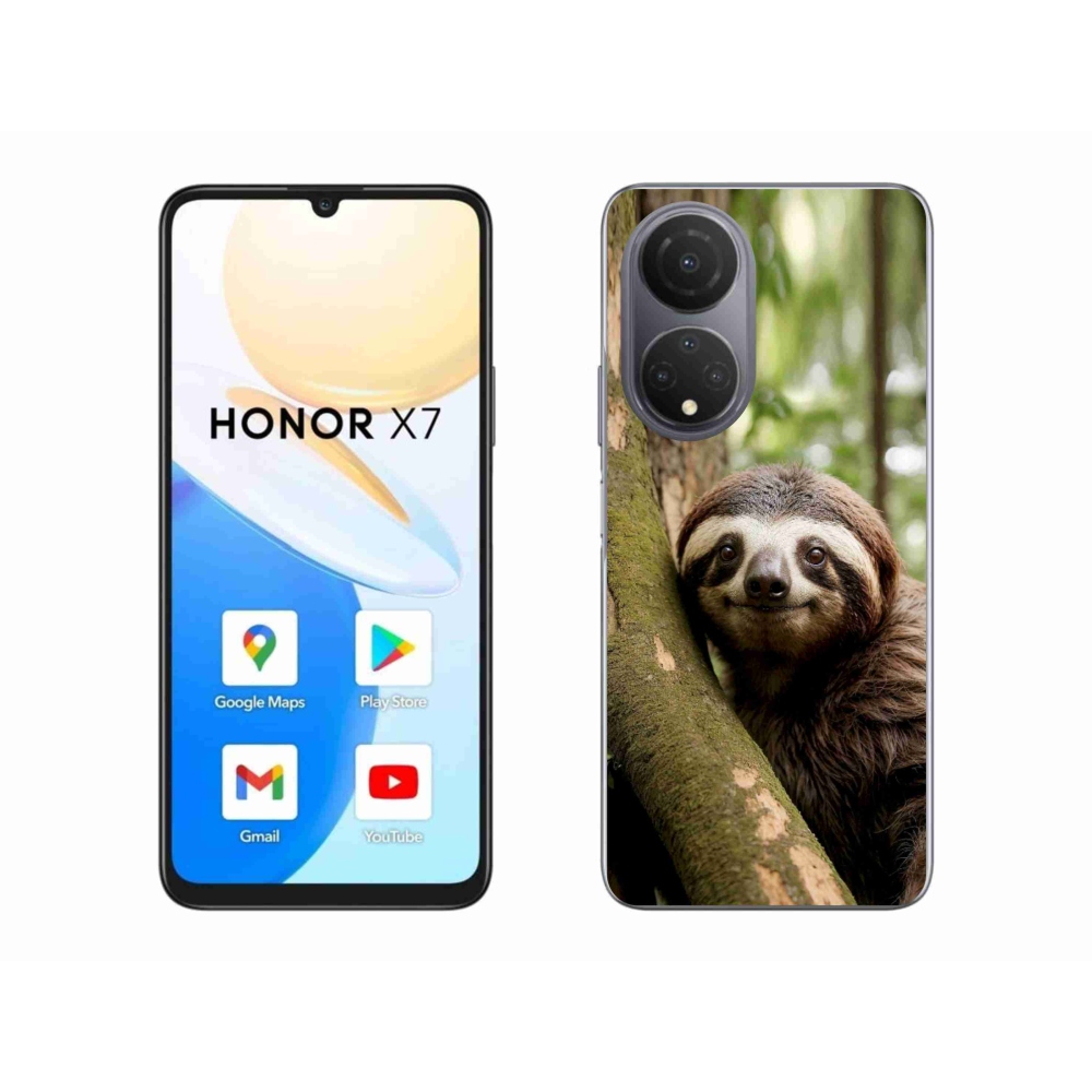 Gelový kryt mmCase na Honor X7 - usměvavý lenochod