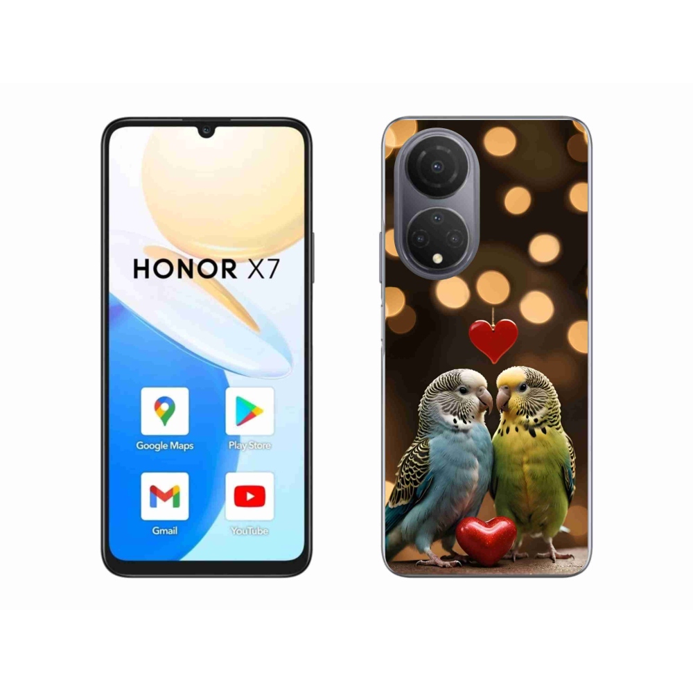 Gelový kryt mmCase na Honor X7 - zamilovaní papoušci