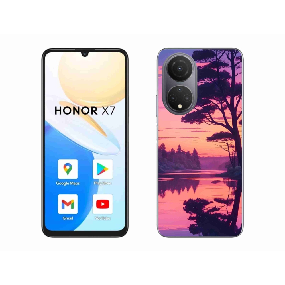 Gelový kryt mmCase na Honor X7 - západ slunce nad jezerem