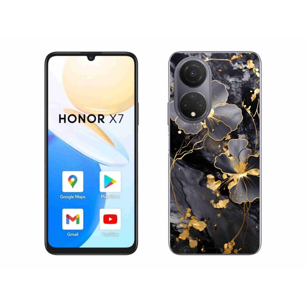 Gelový kryt mmCase na Honor X7 - zlaté květy
