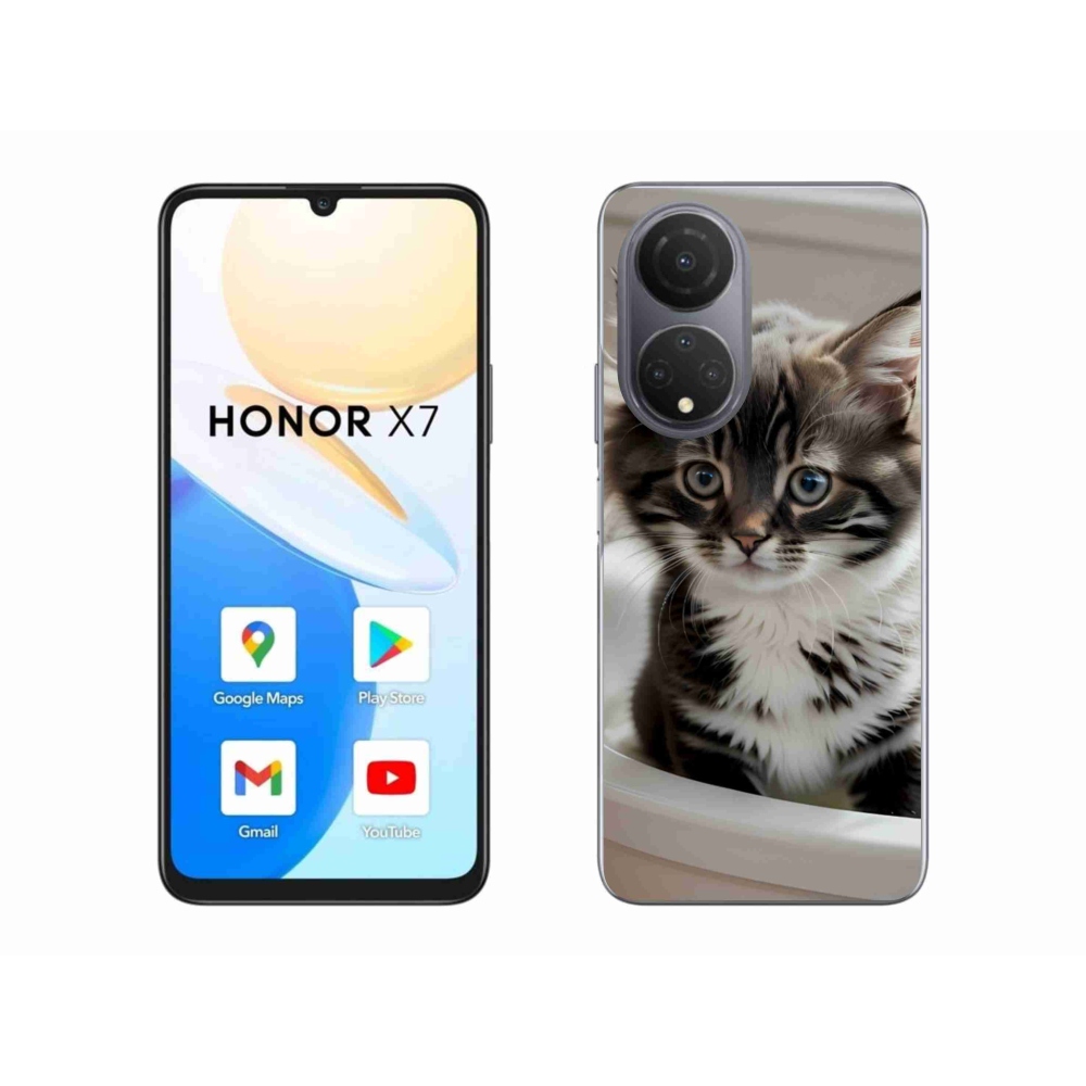 Gelový kryt mmCase na Honor X7 - zvědavé kotě