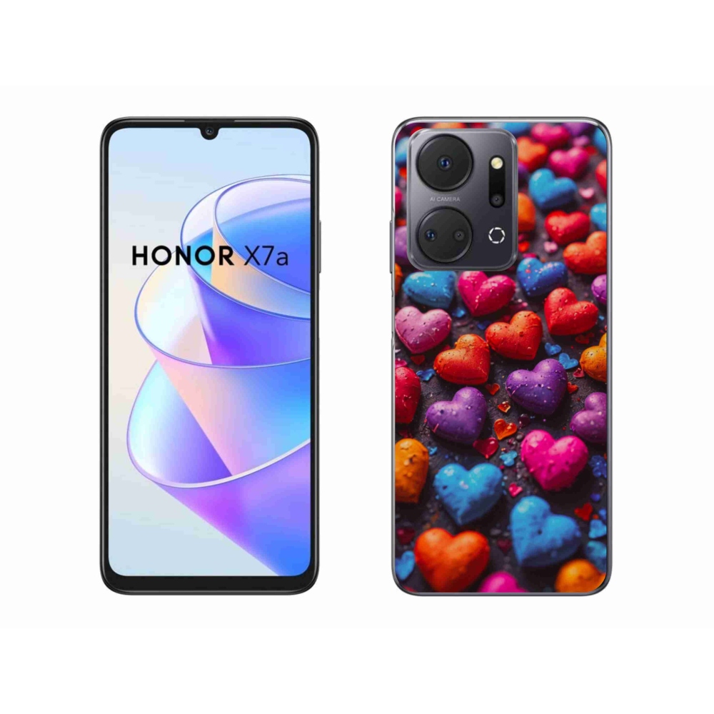 Gelový kryt mmCase na Honor X7a - barevná srdce