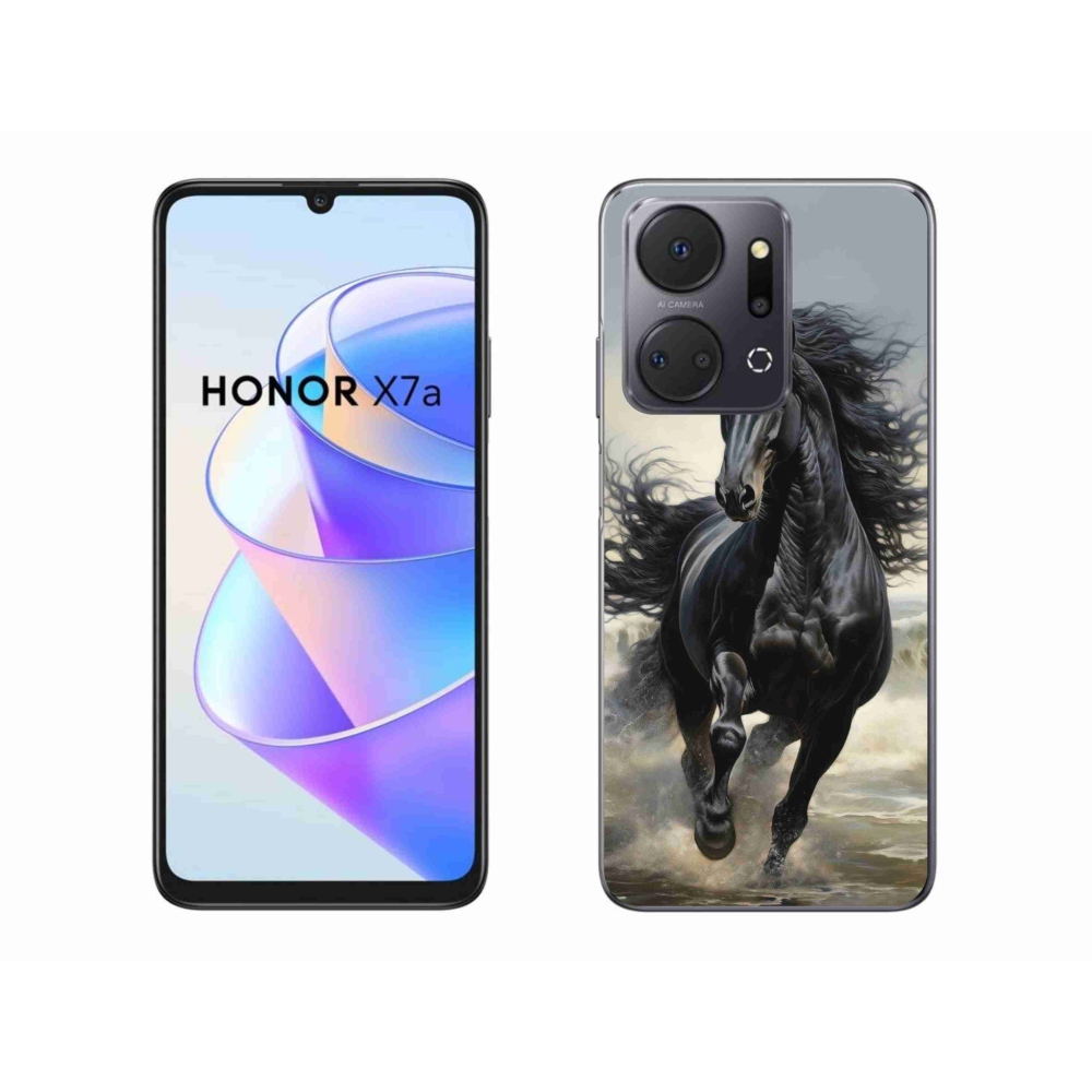 Gelový kryt mmCase na Honor X7a - běžící černý kůň