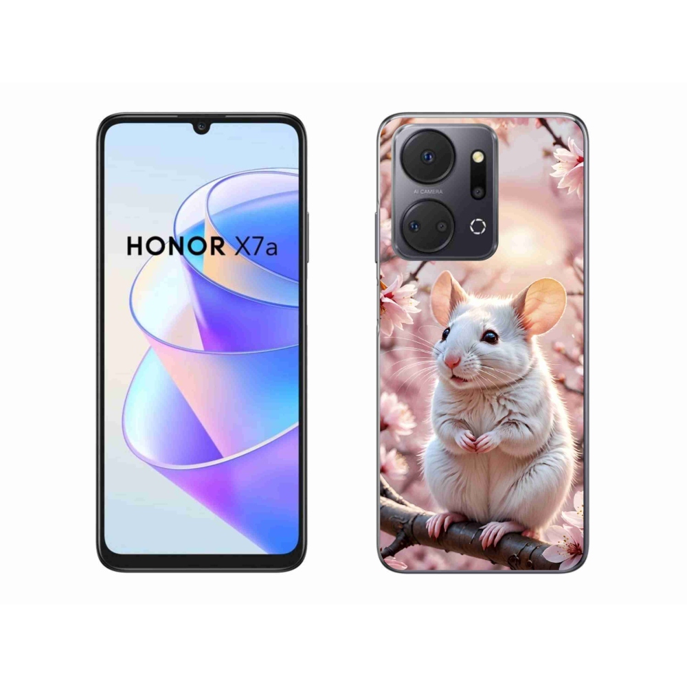 Gelový kryt mmCase na Honor X7a - bílá myš na větvi
