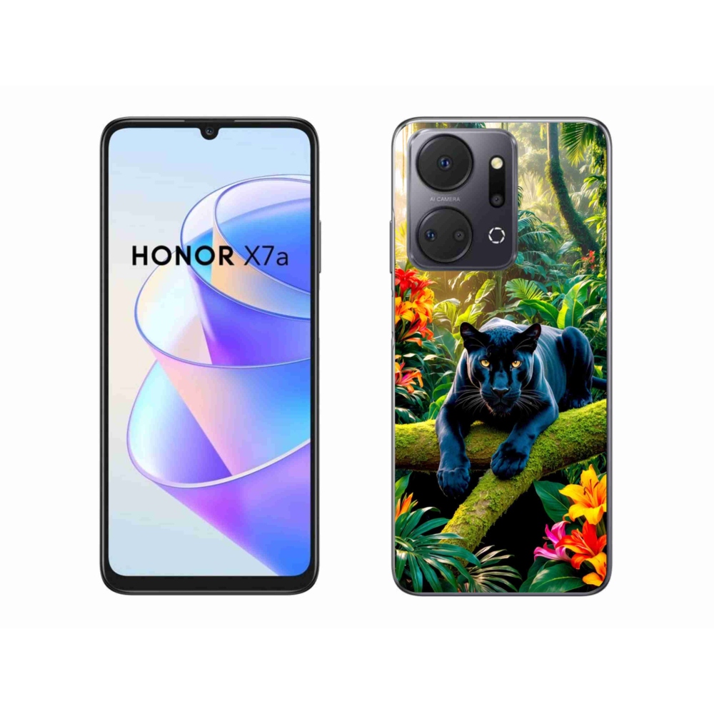 Gelový kryt mmCase na Honor X7a - černý panter v džungli