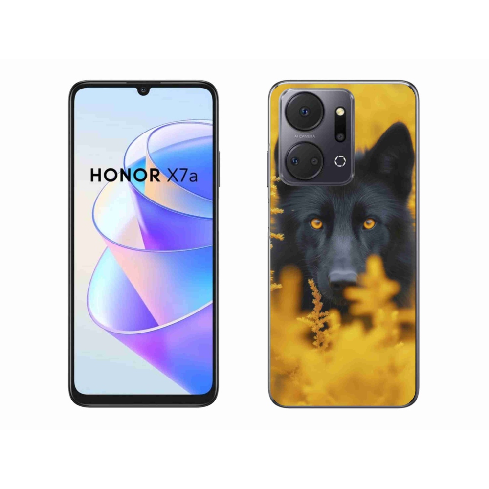 Gelový kryt mmCase na Honor X7a - černý vlk 2