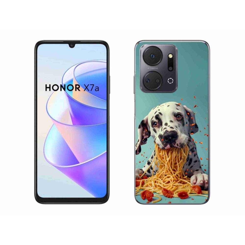 Gelový kryt mmCase na Honor X7a - dalmatin a špagety