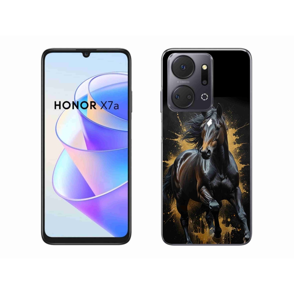 Gelový kryt mmCase na Honor X7a - elegantní černý hřebec