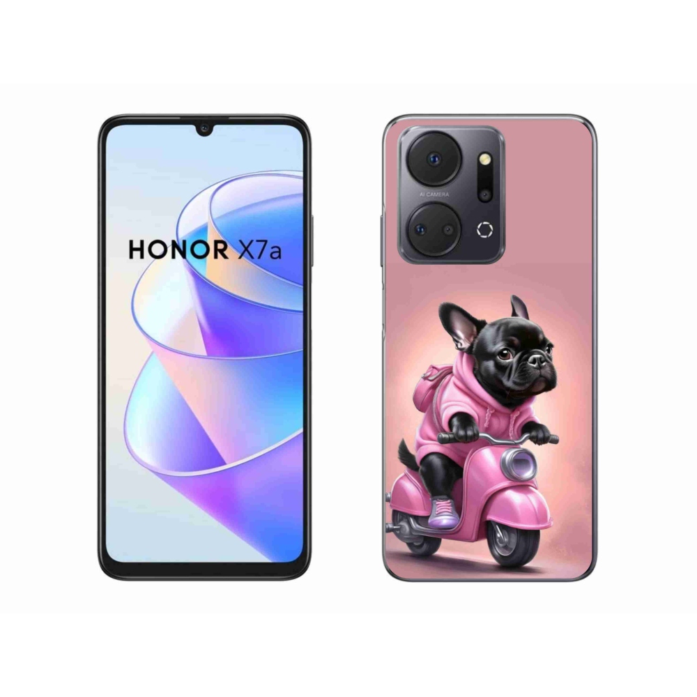 Gelový kryt mmCase na Honor X7a - francouzský buldoček na skútru