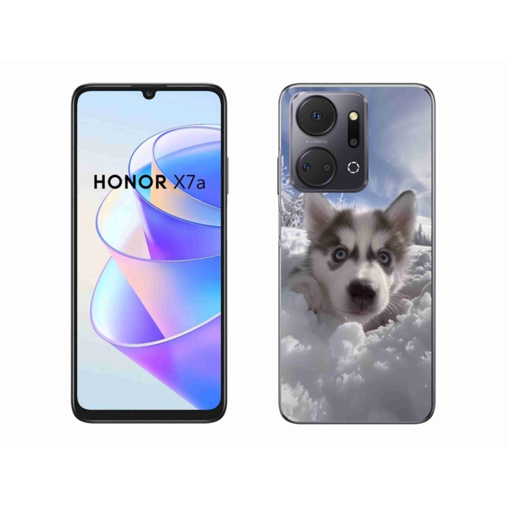 Gelový kryt mmCase na Honor X7a - husky ve sněhu