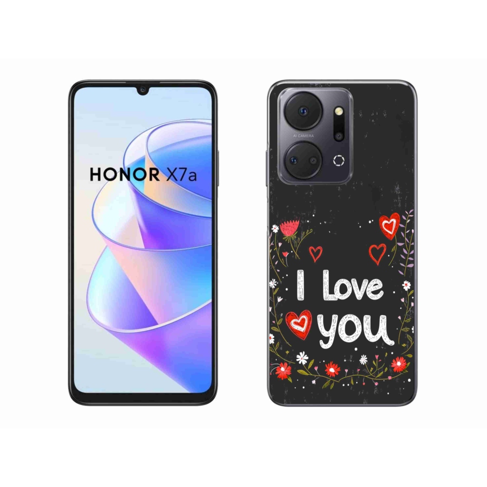 Gelový kryt mmCase na Honor X7a - I love you černé pozadí