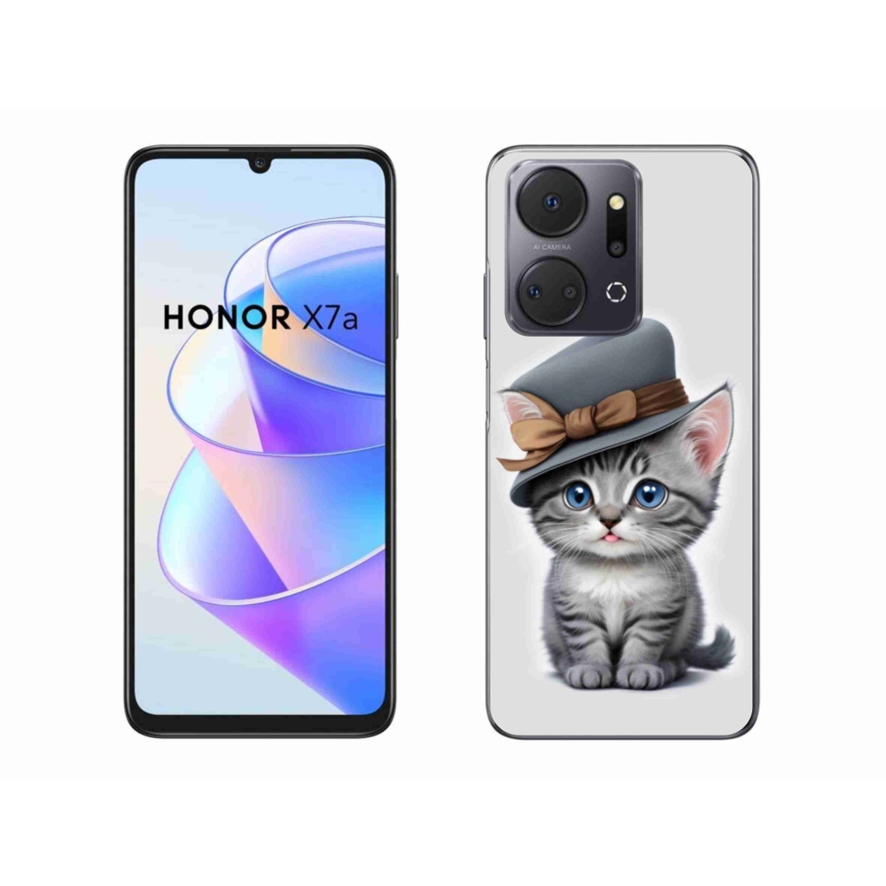 Gelový kryt mmCase na Honor X7a - kotě s kloboukem