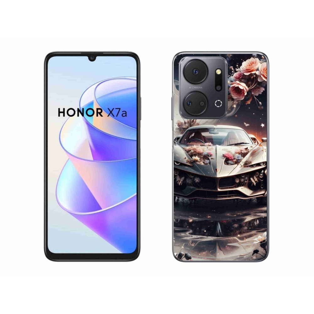 Gelový kryt mmCase na Honor X7a - květinový sportovní vůz