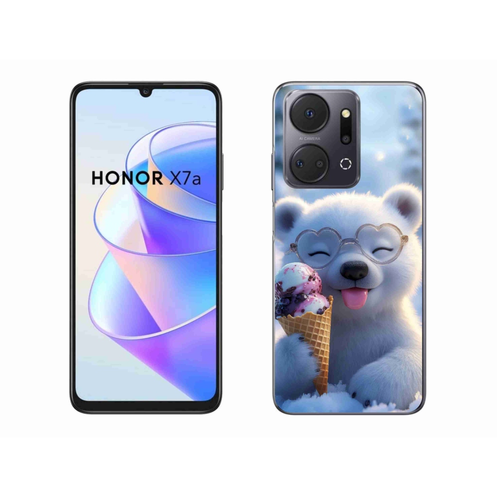 Gelový kryt mmCase na Honor X7a - medvídek se zmrzlinou