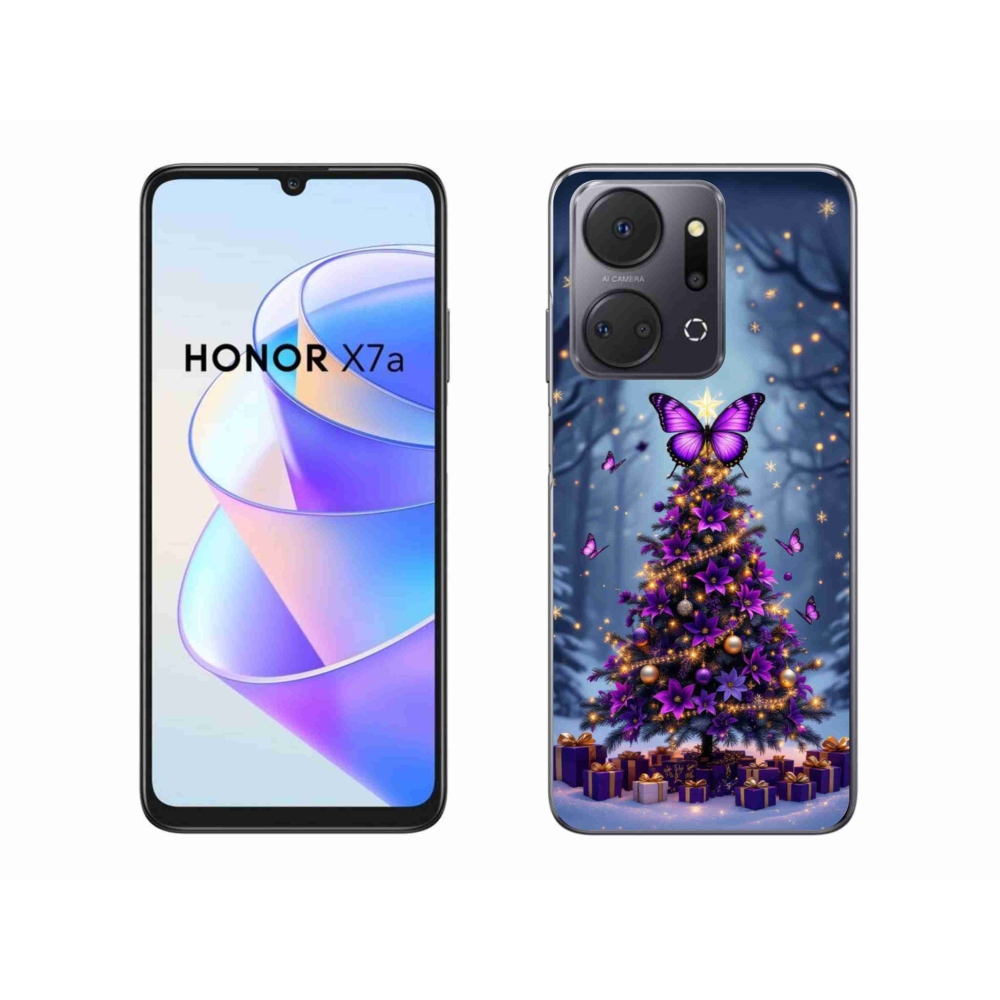 Gelový kryt mmCase na Honor X7a - motýlí vánoční stromek