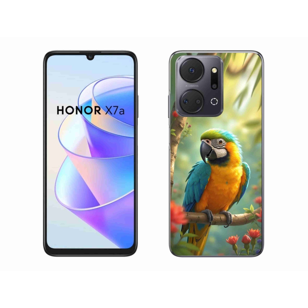 Gelový kryt mmCase na Honor X7a - papoušek ara modrožlutá