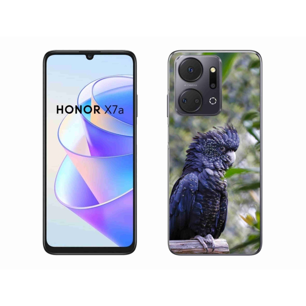 Gelový kryt mmCase na Honor X7a - papoušek kakadu černý