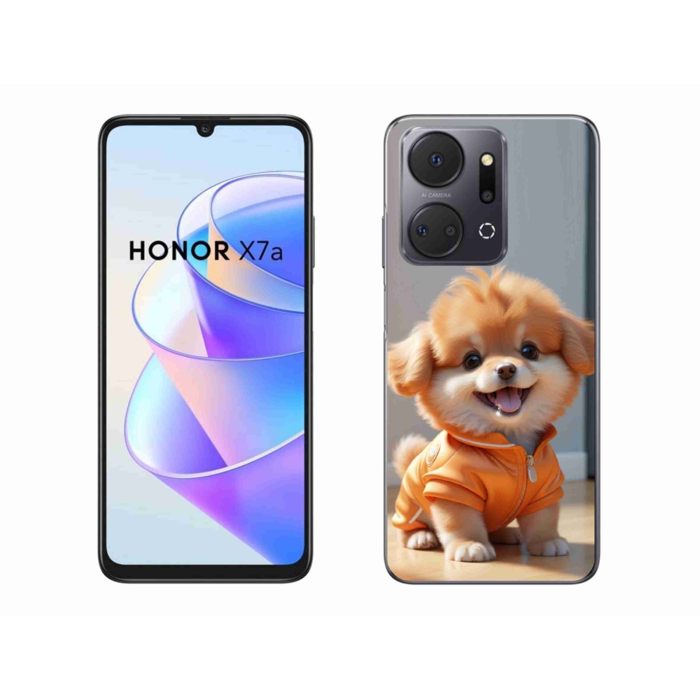 Gelový kryt mmCase na Honor X7a - roztomilý pomeranian v mikině