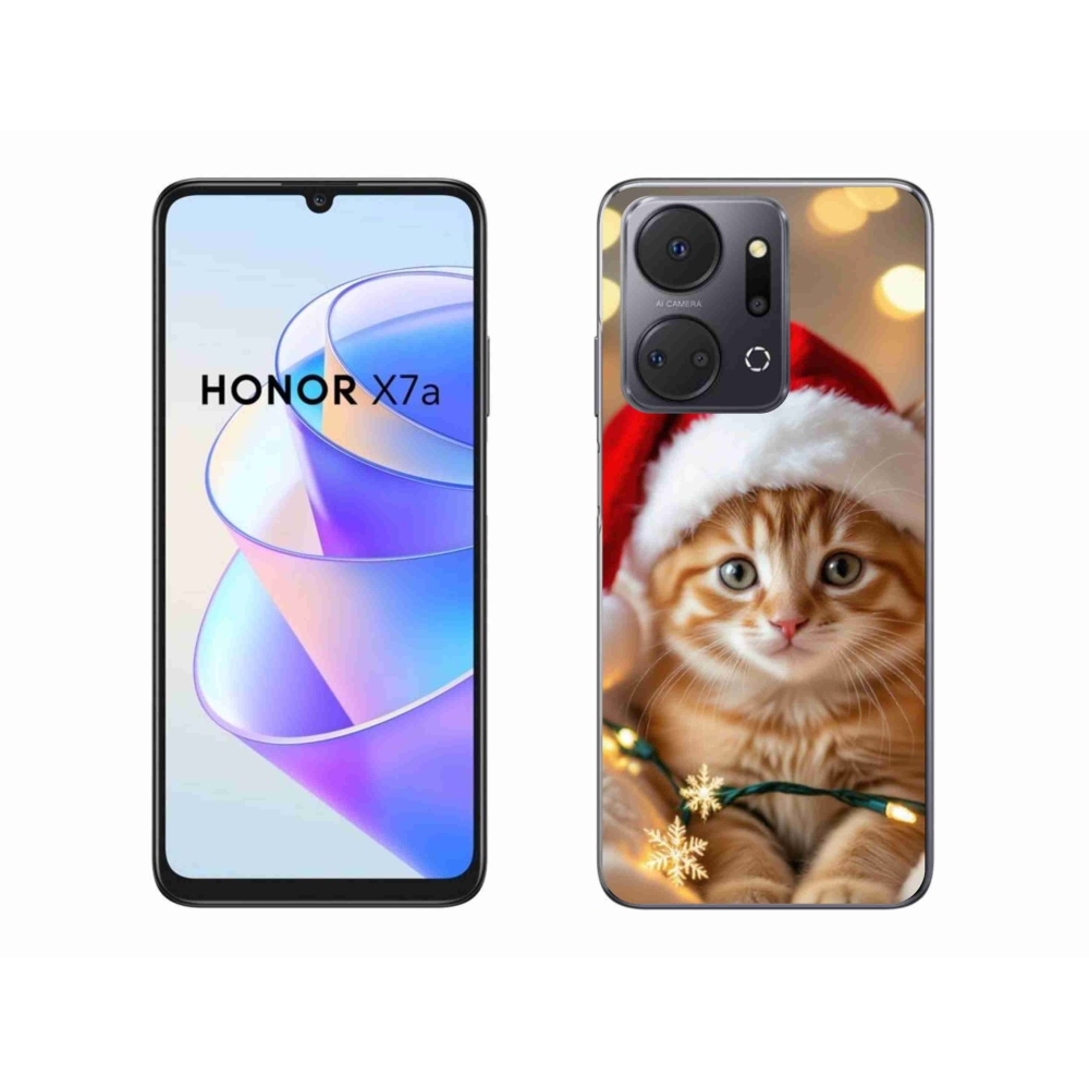 Gelový kryt mmCase na Honor X7a - vánoční kotě