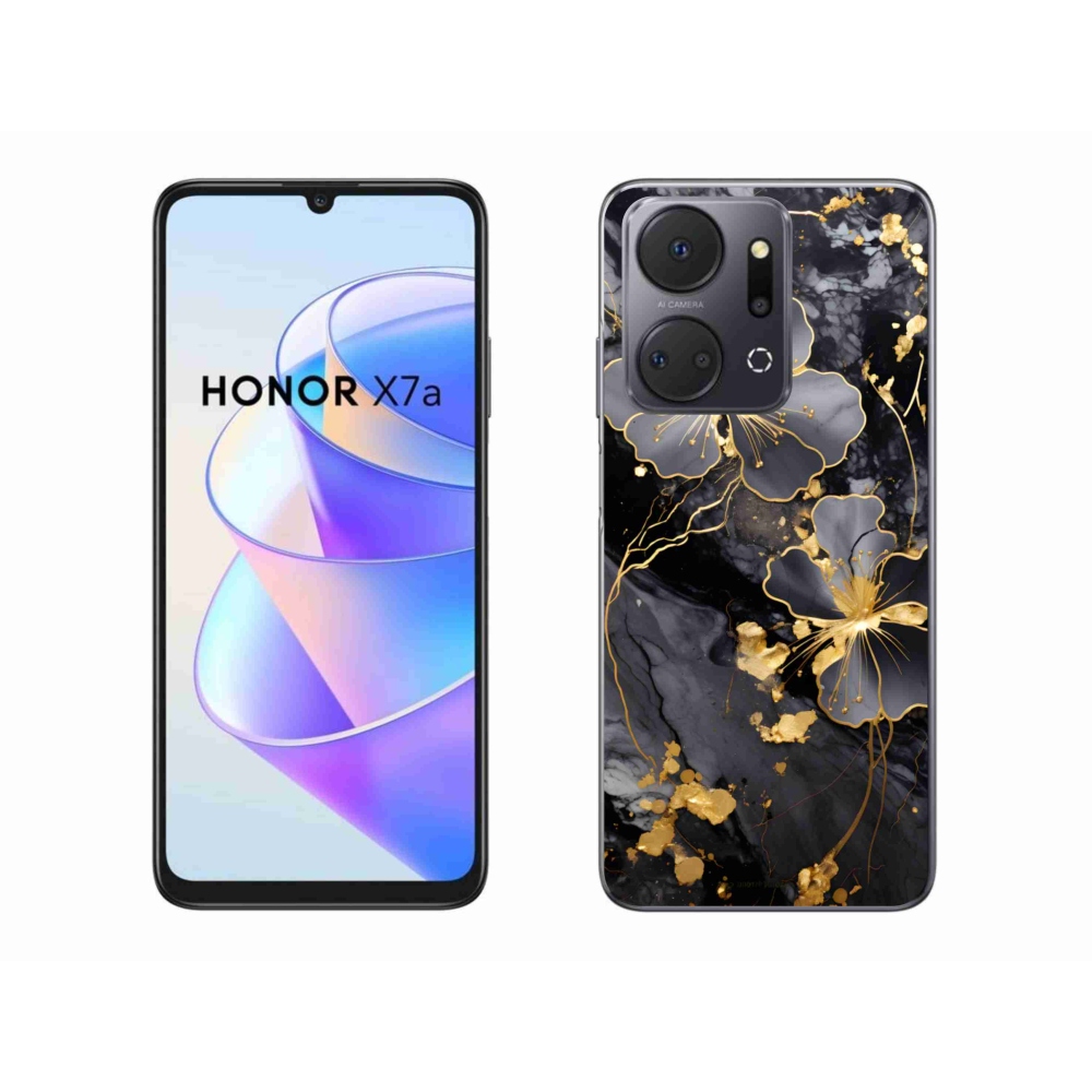 Gelový kryt mmCase na Honor X7a - zlaté květy