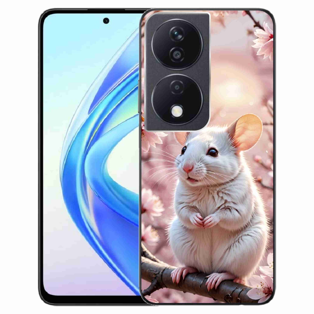 Gelový kryt mmCase na Honor X7b - bílá myš na větvi
