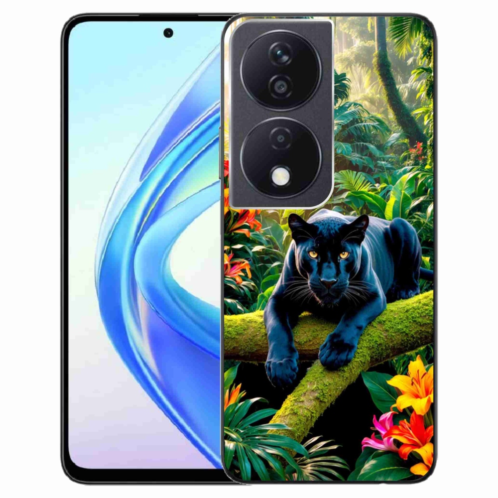 Gelový kryt mmCase na Honor X7b - černý panter v džungli