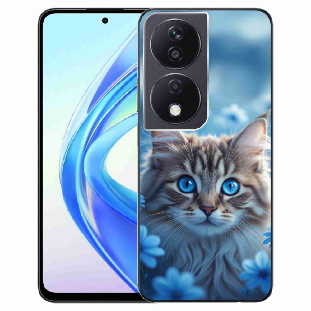 Gelový kryt mmCase na Honor X7b - koťátko v modrých květech