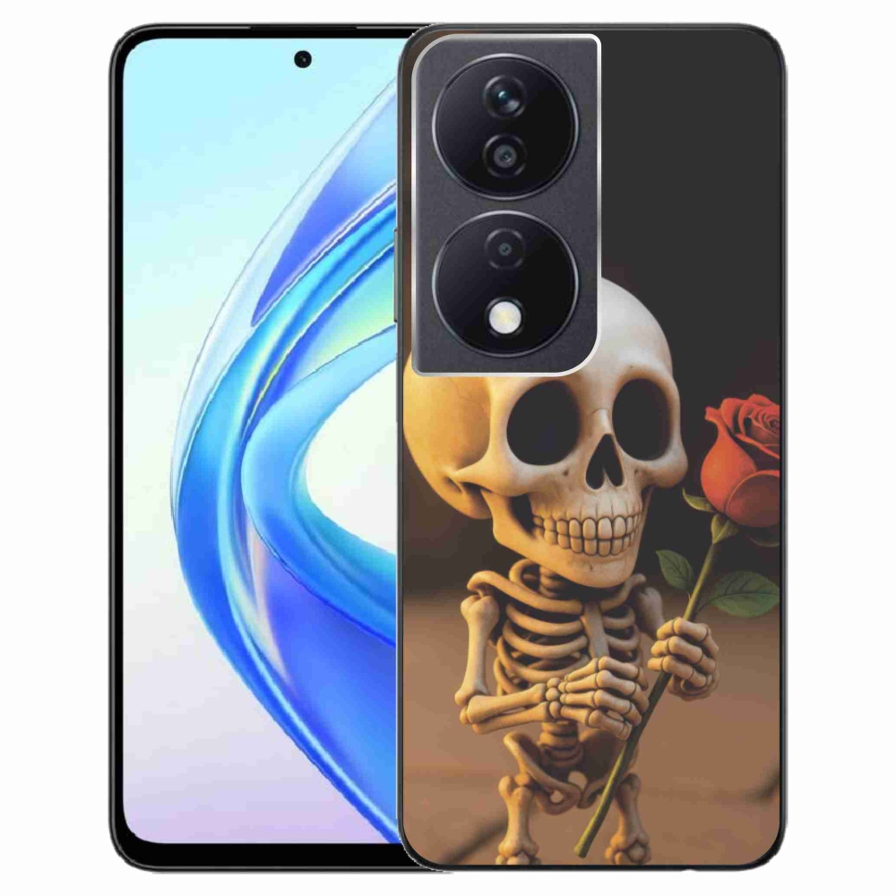 Gelový kryt mmCase na Honor X7b - kostlivec s růží