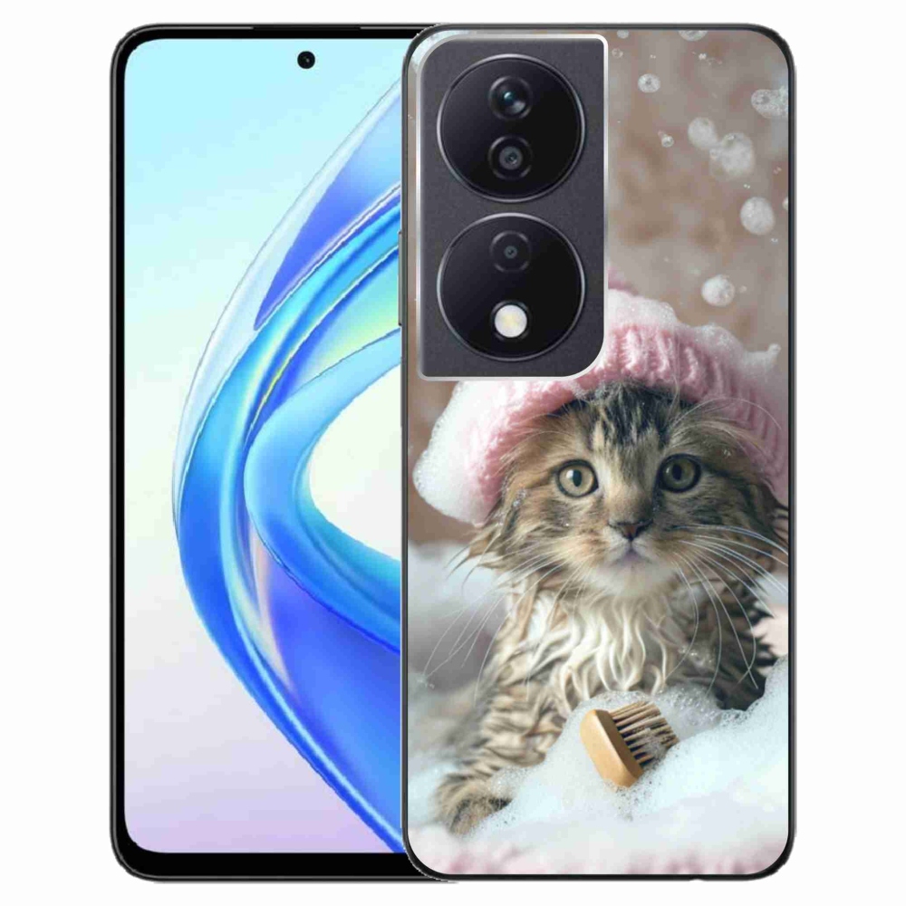 Gelový kryt mmCase na Honor X7b - kotě a koupel