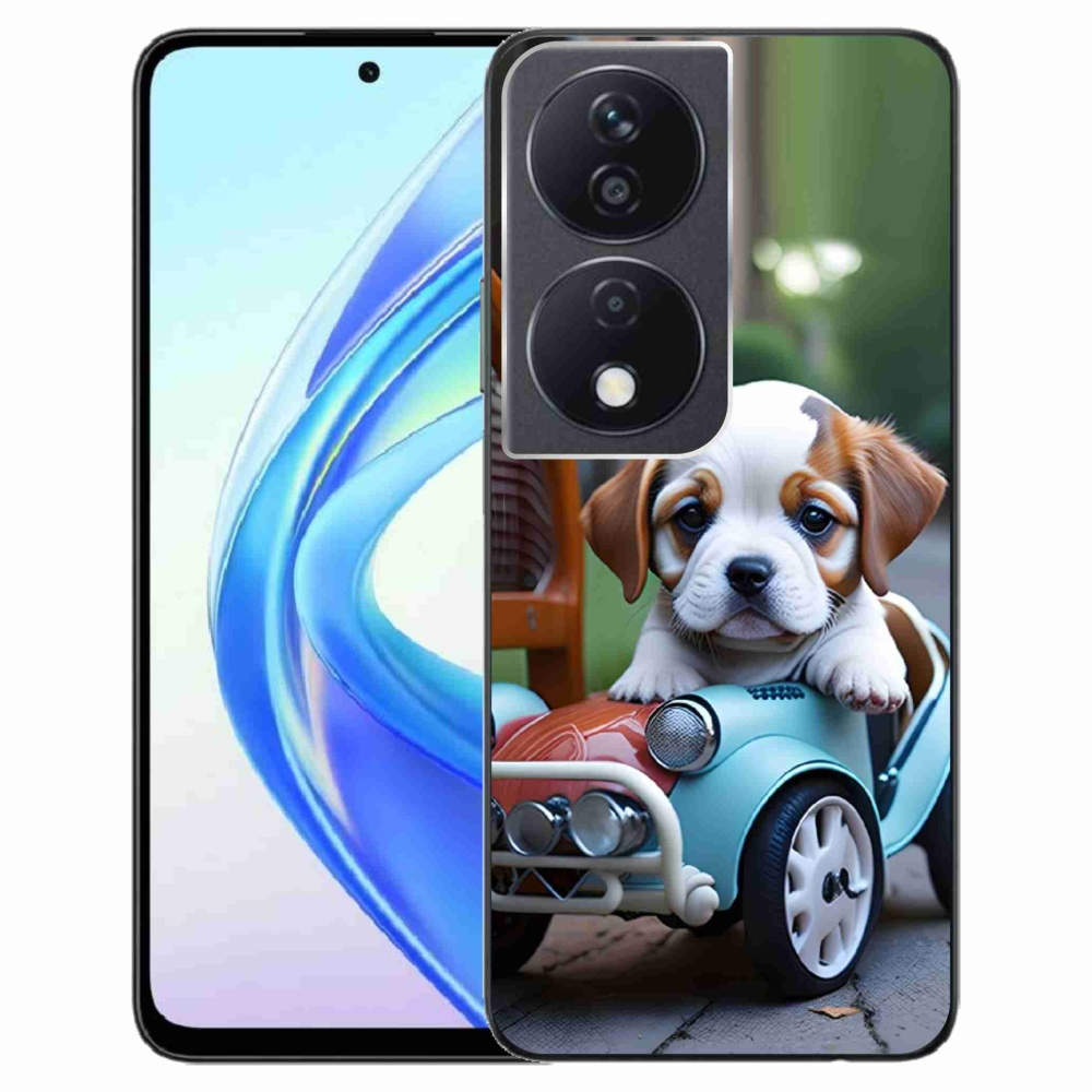 Gelový kryt mmCase na Honor X7b - štěně v retro autě