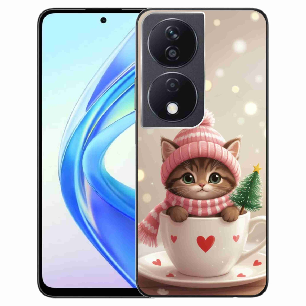 Gelový kryt mmCase na Honor X7b - vánoční kotě v hrnku
