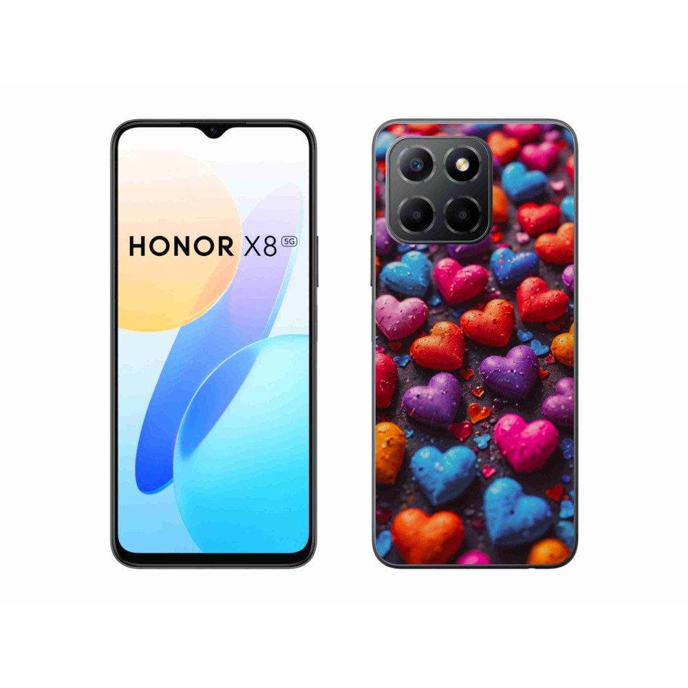 Gelový kryt mmCase na Honor X8 5G/Honor 70 Lite 5G - barevná srdce